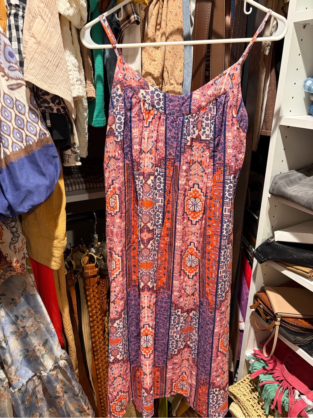 Lucky Brand Pink, Orange & Purple Printed Maxi Dress